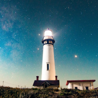 image of light-filled lighthouse
